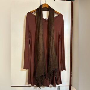 Brown Piko Dress and Scarf